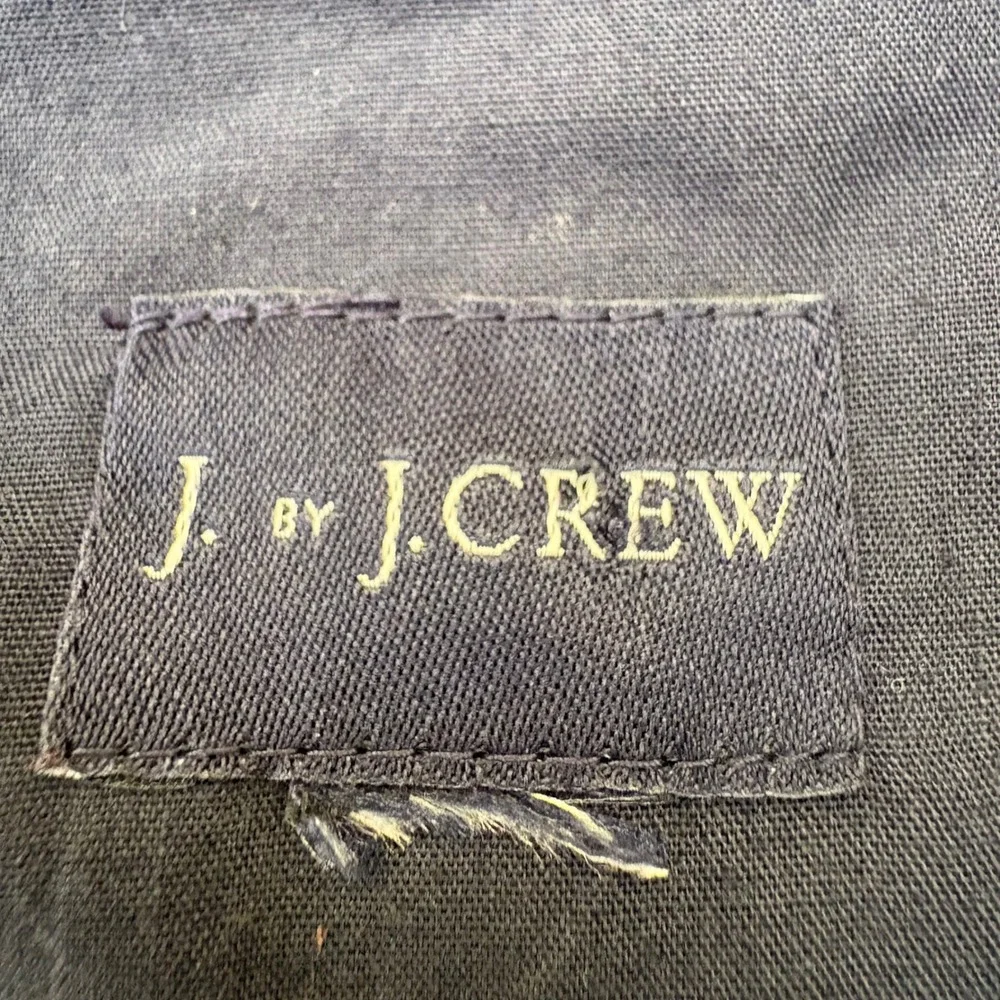 J by J Crew Men's Navy‎ Blue Gray Stripe Long Sleeve Button Up Shirt Jacket